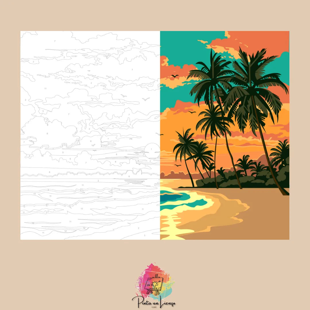 Kit para pintar por números - Atardecer playero