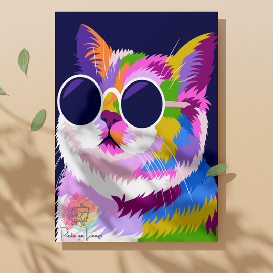 Kit para pintar por números - Gato Gafas