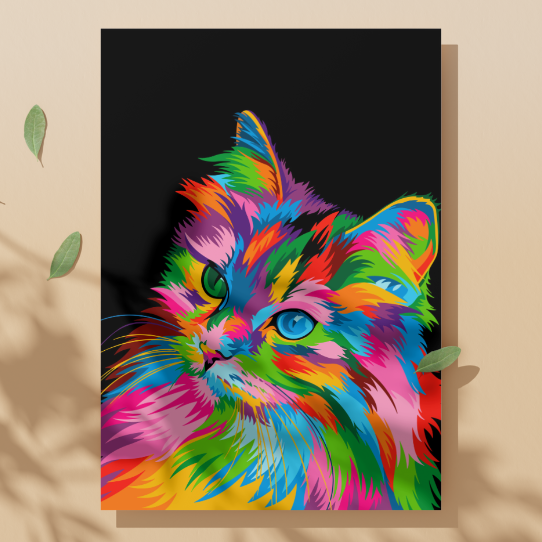 Kit para pintar por números - Gato Estilo Pop Art Colores