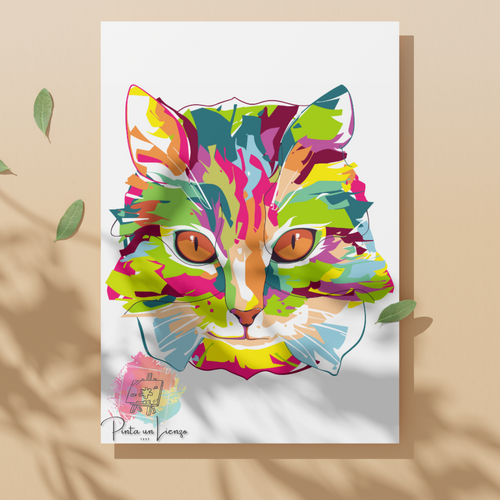 Kit para pintar por números - Gato Colorido