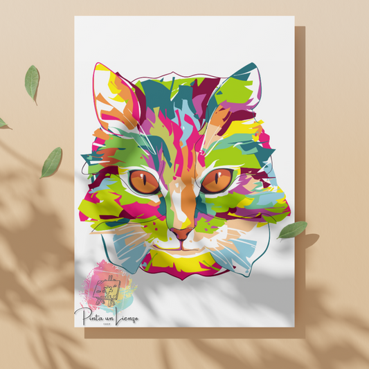 Kit para pintar por números - Gato Colorido