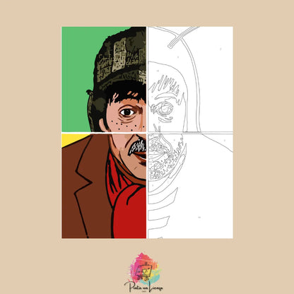 Kit para pintar por números - Roberto Gomez personajes El Chavo-Chespitiro-Dr Chapatin-Chómpiras