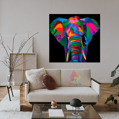 Kit pinta por números - Cuadro Elefante Colores Pop Art