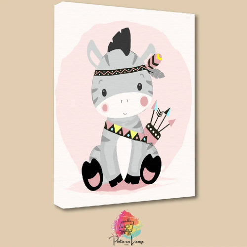 Kit de Lienzo para pintar por números - Zebra Bebé