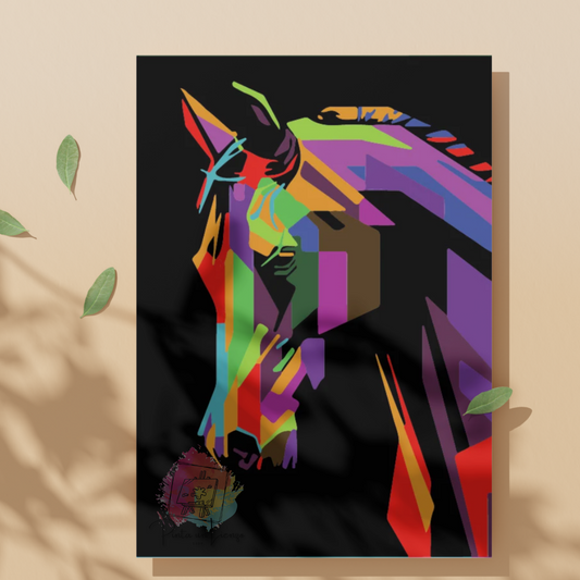 Kit para Pintar por Números - Diseño Caballo Colores Fondo Negro