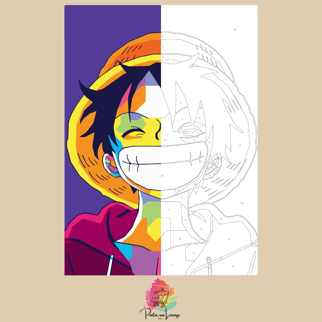 Kit pinta por números - Diseño Luffy One Piece