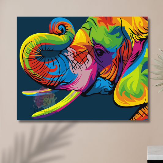 Kit pinta por números - Cuadro Elefante Colores en Pop Art