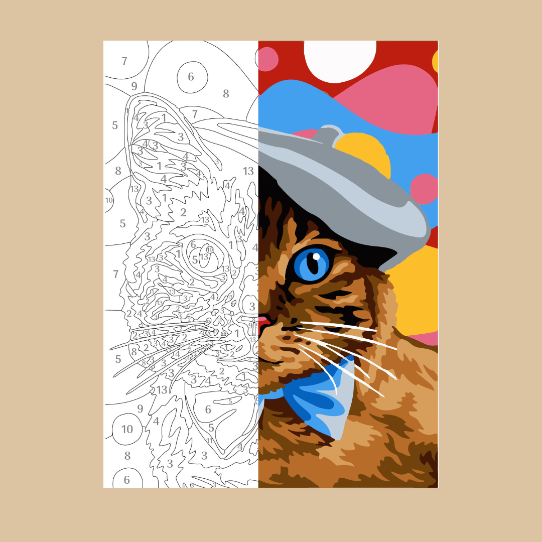 Kit para pintar por números - Diseño Gato Bohina