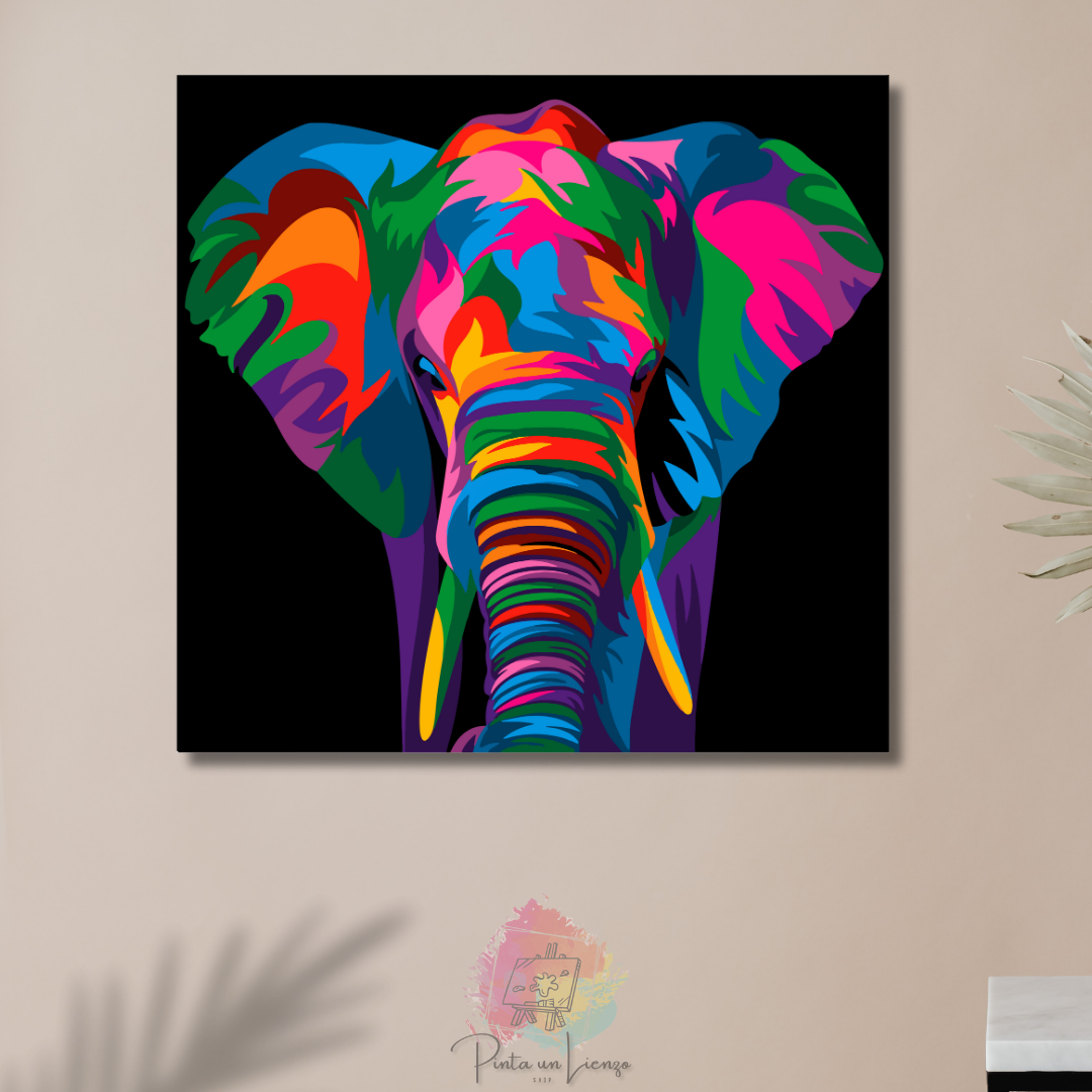 Kit pinta por números - Cuadro Elefante Colores Pop Art