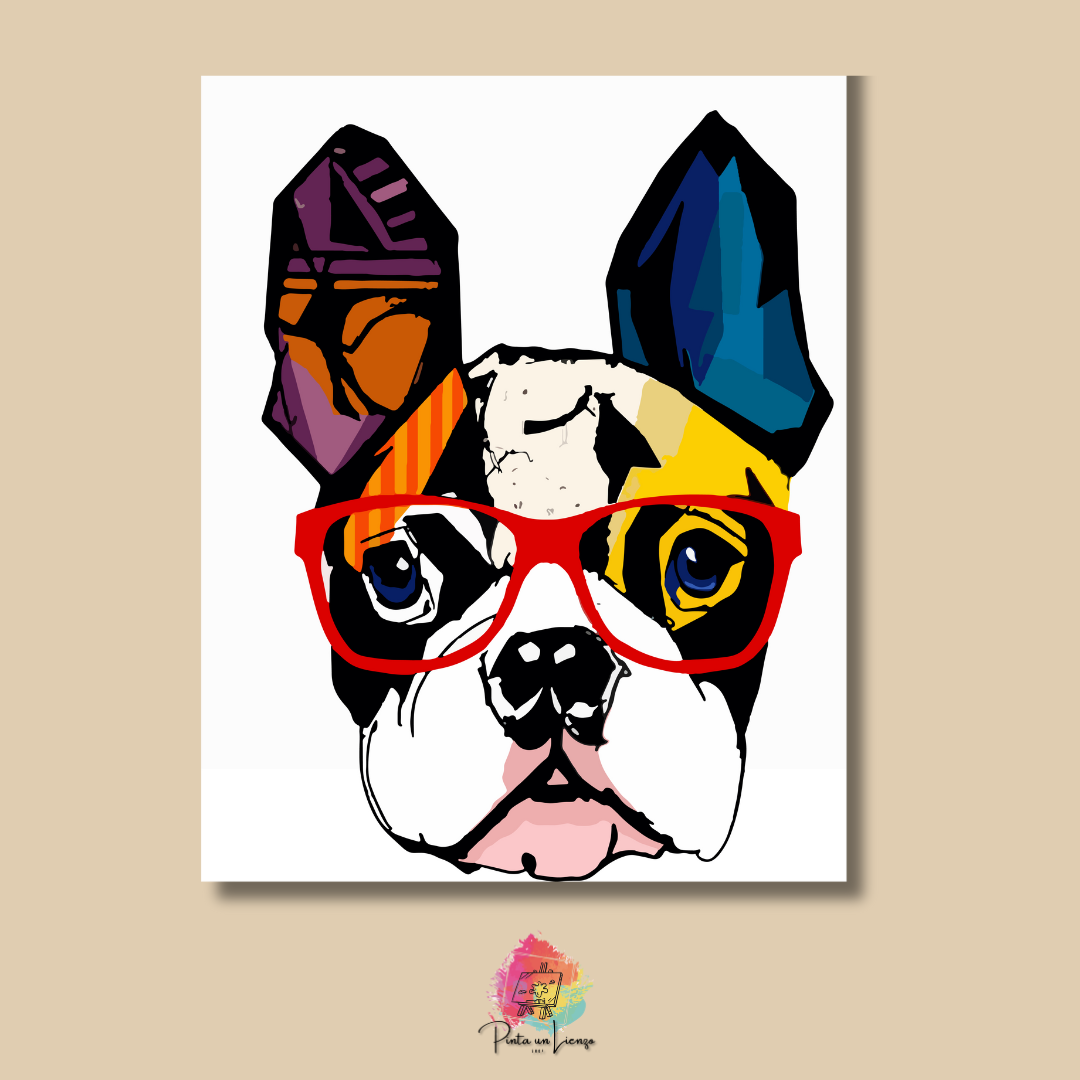 Kit para pintar por números - Perro Bulldog con gafas