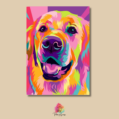 Kit pinta por números - Perro Golden Retriever colores