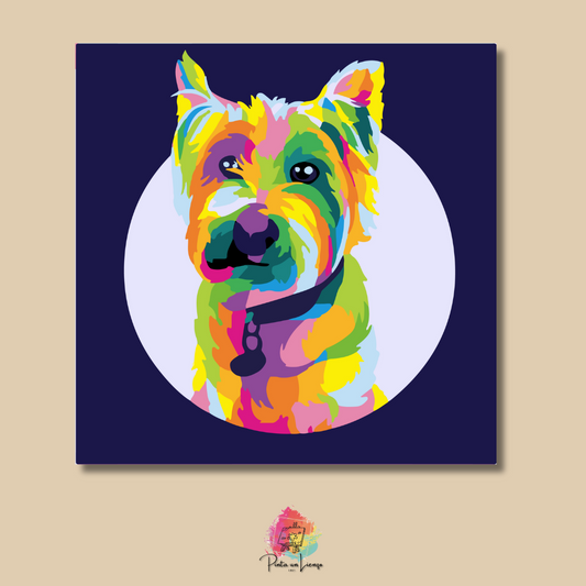 Kit para pintar por números - Perro Westie (West Highland terrier) colorido