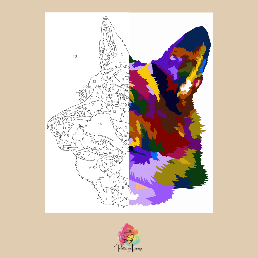 Kit para pintar por números - Pastor Alemán colorido
