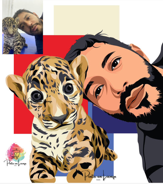 Personalizado Persona y mascota (Pintate junto con tu mascota)