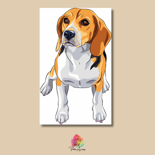 Kit para pintar por números - Perro Beagle colores naturales