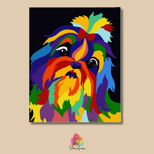 Kit para pintar por números - Perro Shih Tzu Colores