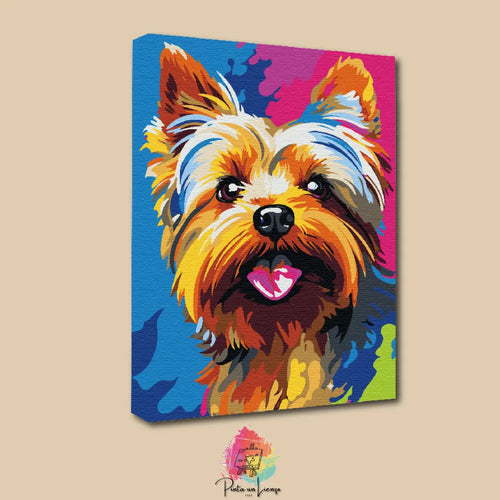 Kit de Lienzo para pintar por números - Perro Yorkshire Terrier - Yorkie - Yorky