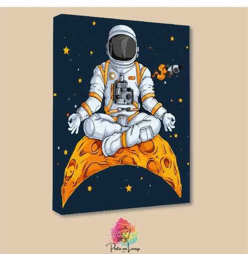 Kit de Lienzo para pintar por números - Astronauta Medita sobre la Luna