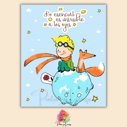 Kit para pintar por números - El Principito, Zorro y la Flor