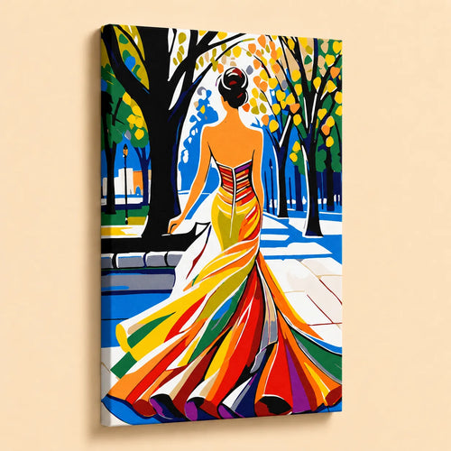 Kit de Lienzo para Pintar por Números - Silueta Elegante Mujer en el Parque