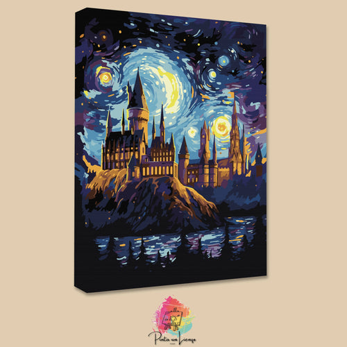 Kit para pintar por números - Castillo de Hogwarts en la Noche Estrellada - Harry Potter
