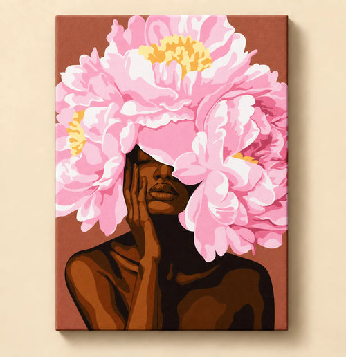 Kit de Lienzo para pintar por números - Rostro y flores