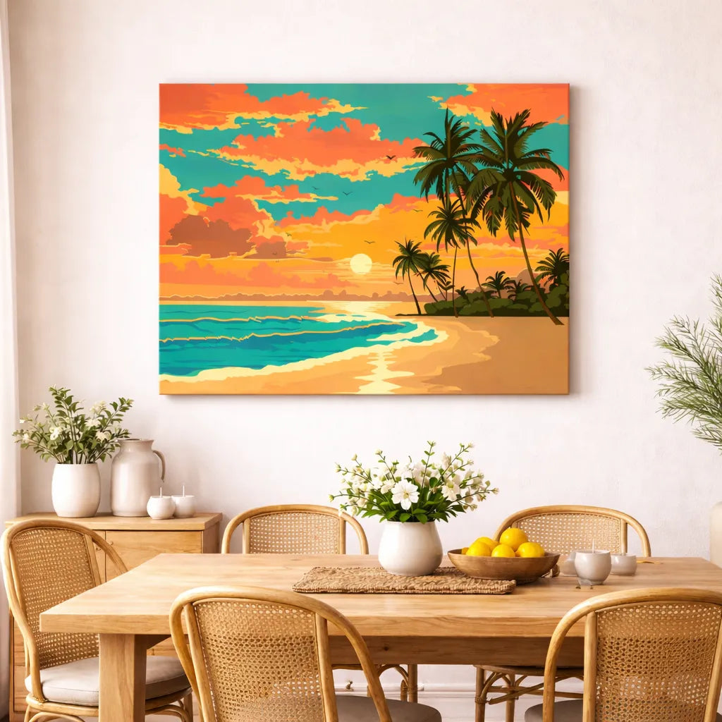 Kit para pintar por números - Atardecer playero
