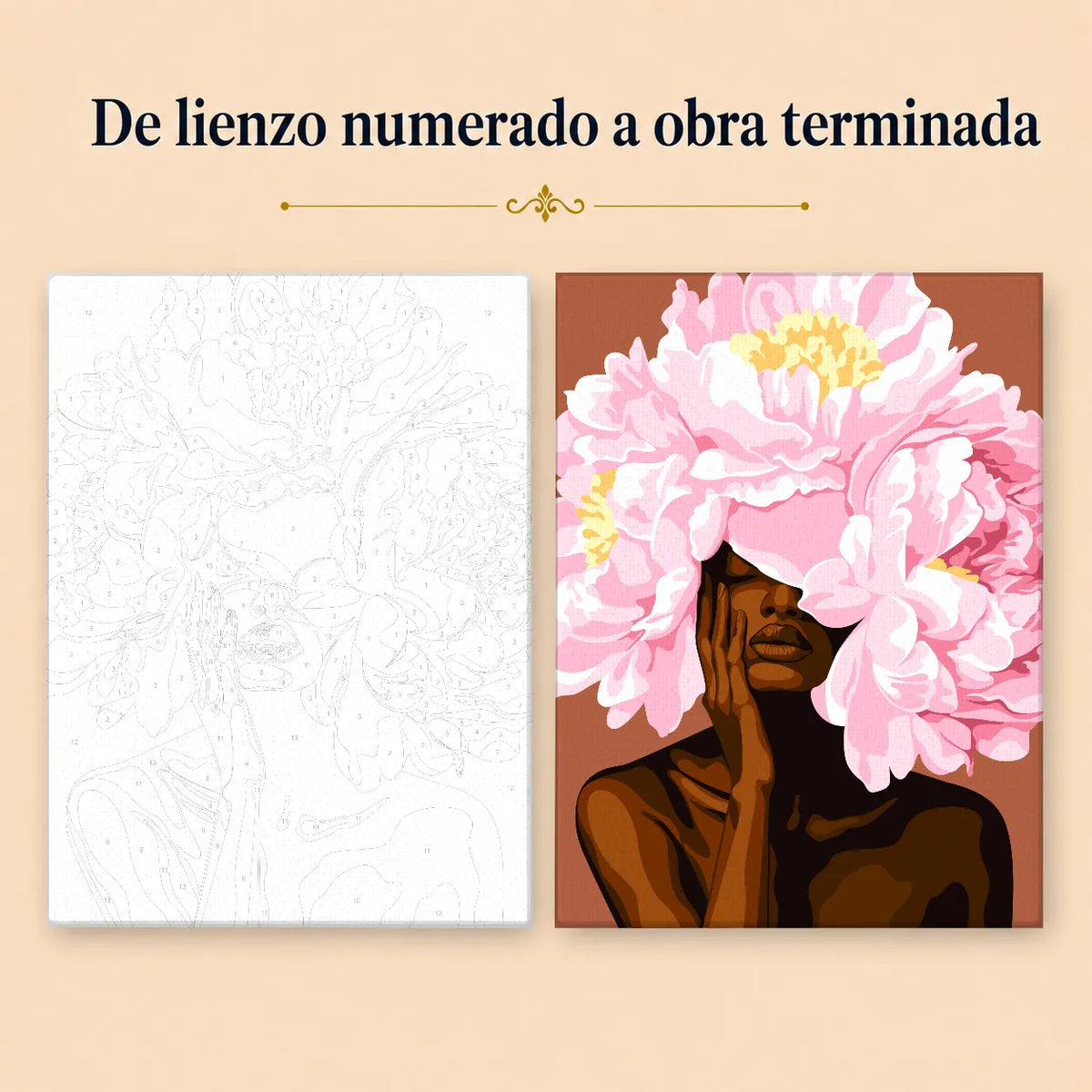 Kit de Lienzo para pintar por números - Rostro y flores