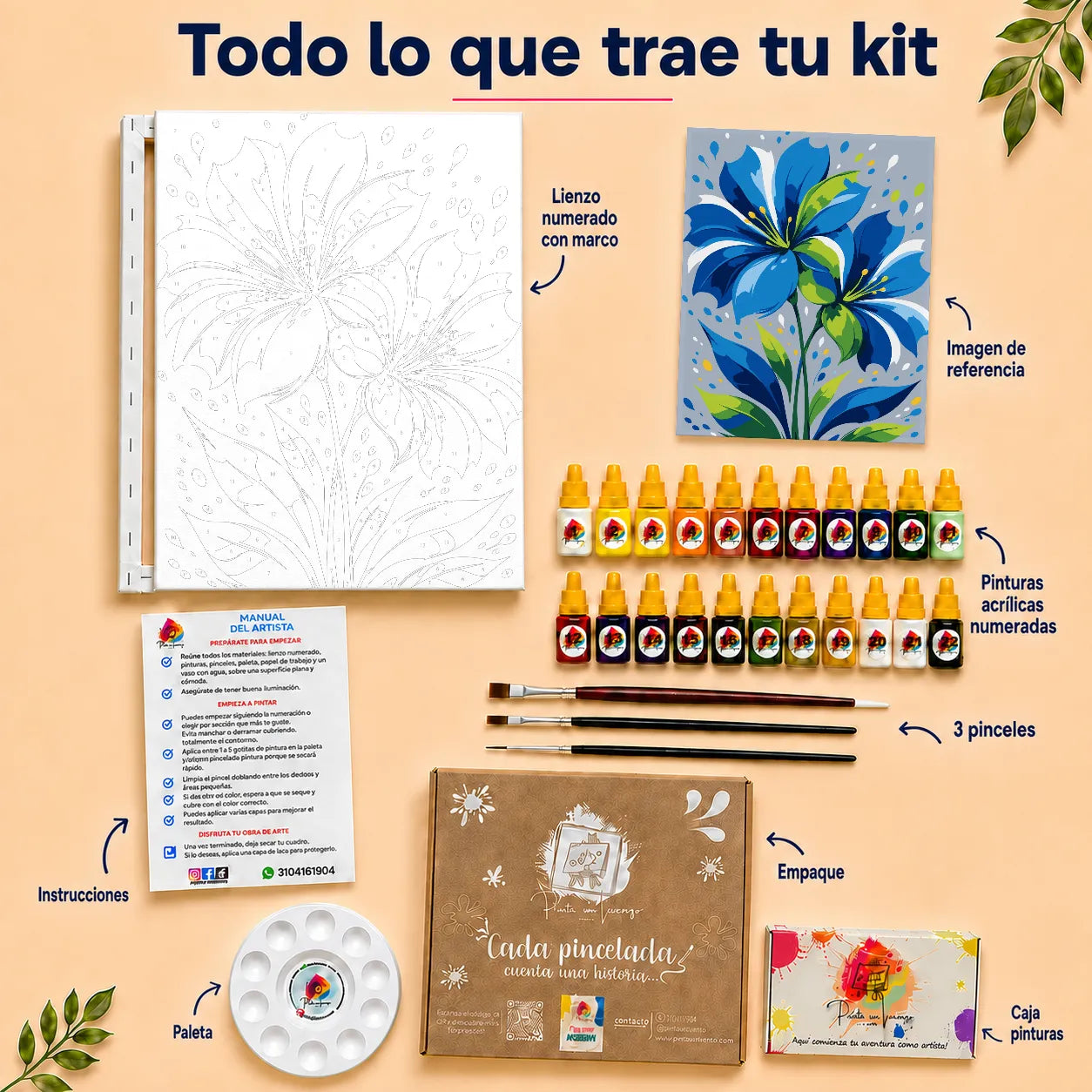 Kit de Lienzo para Pintar por Números - Flores de Lirio
