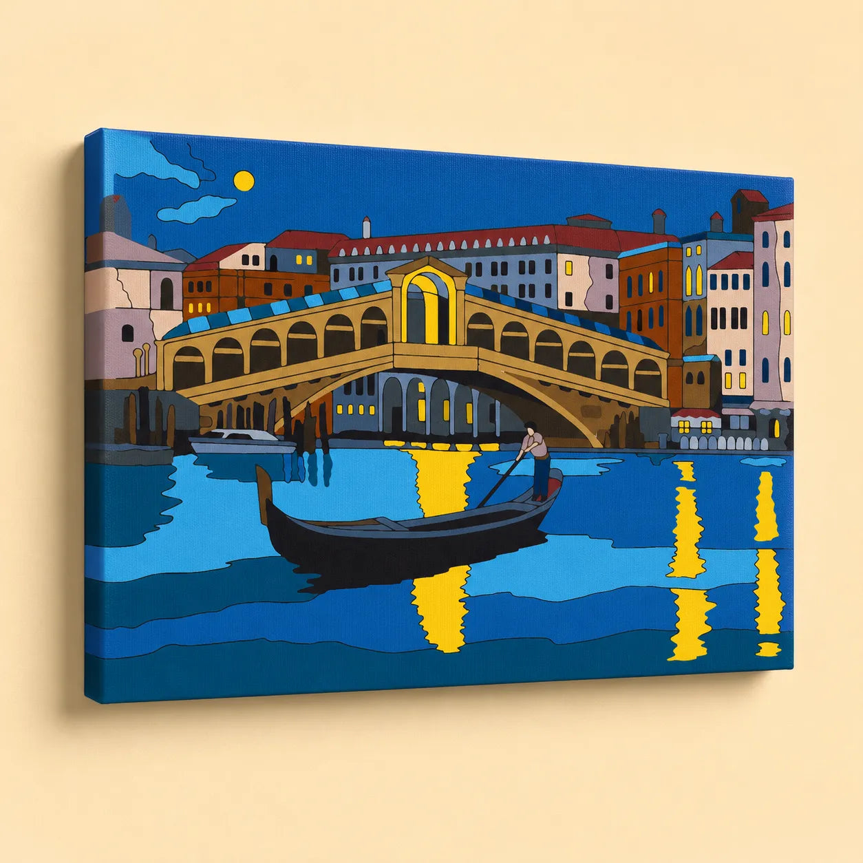 Kit de Lienzo para Pintar por Números - Paseo en Góndola Bajo la Luna Venecia