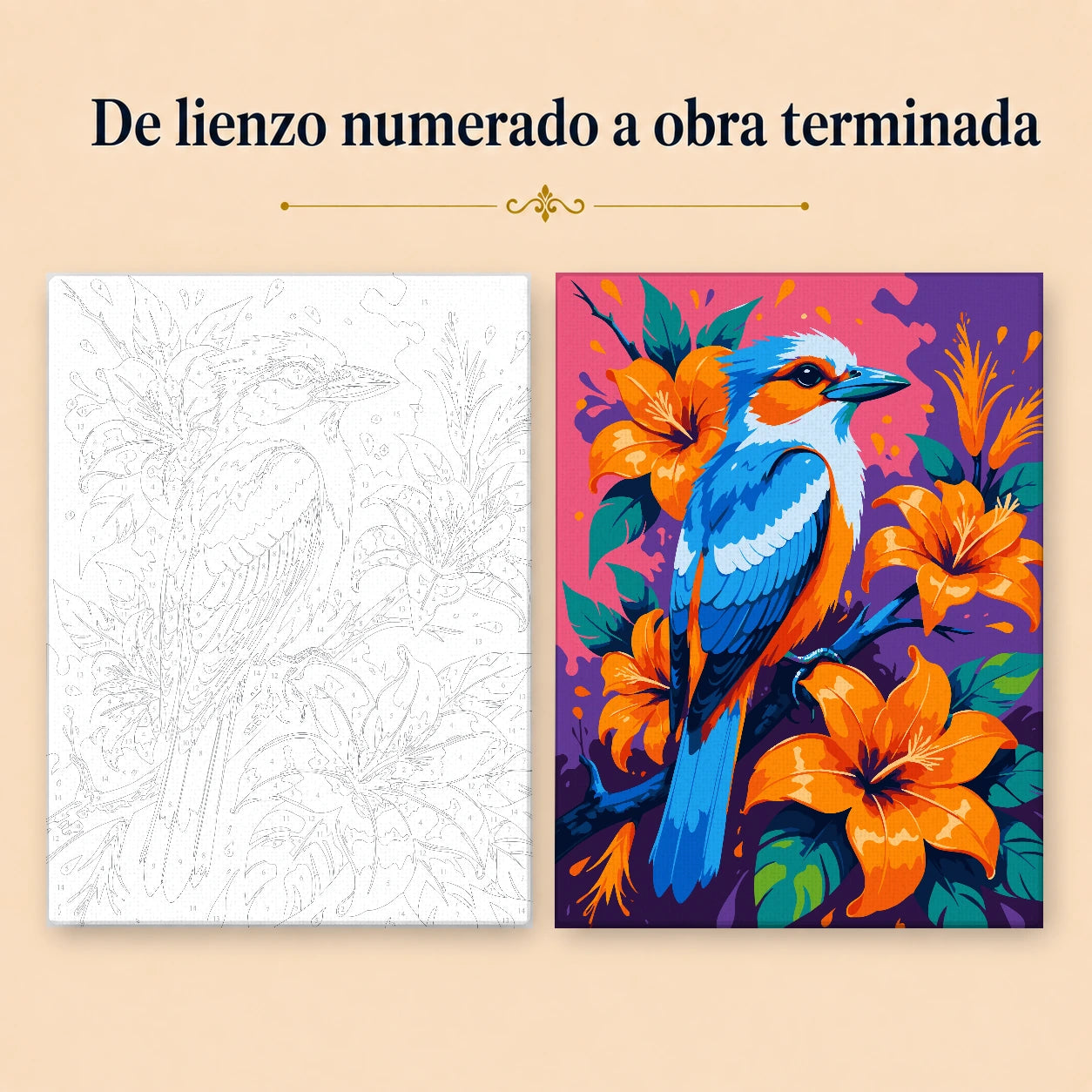 Kit de Lienzo para Pintar por Números - Ave Tropical