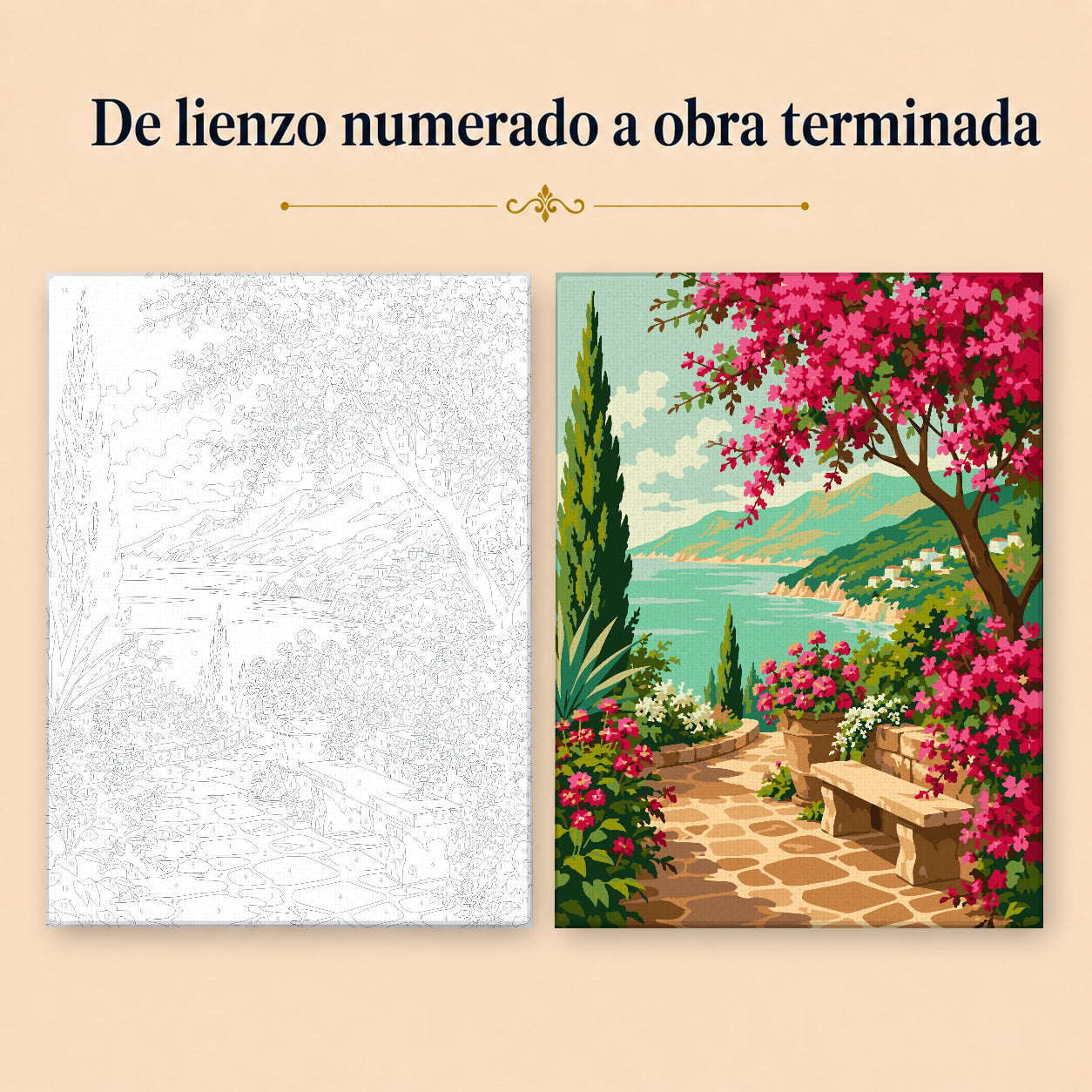 Kit para pintar por números - Paisaje Mediterraneo