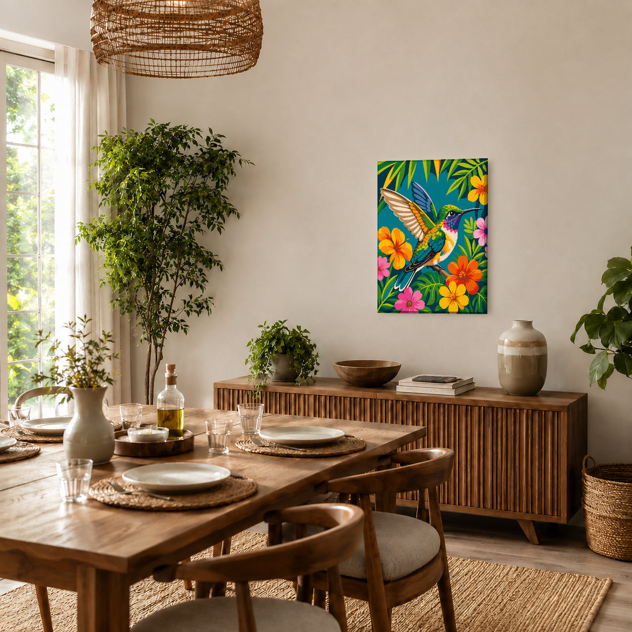 Kit para pintar por números - Colibrí Flores y naturaleza