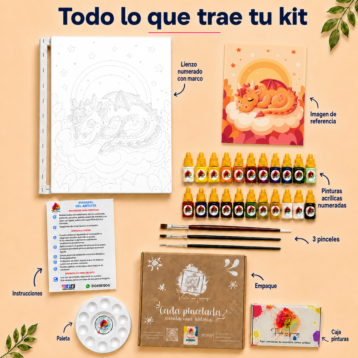 Kit de Lienzo para pintar por números - Dragón Animado