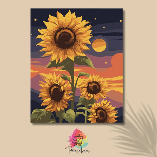 Kit de Lienzo para pintar por números - Girasoles Atardecer