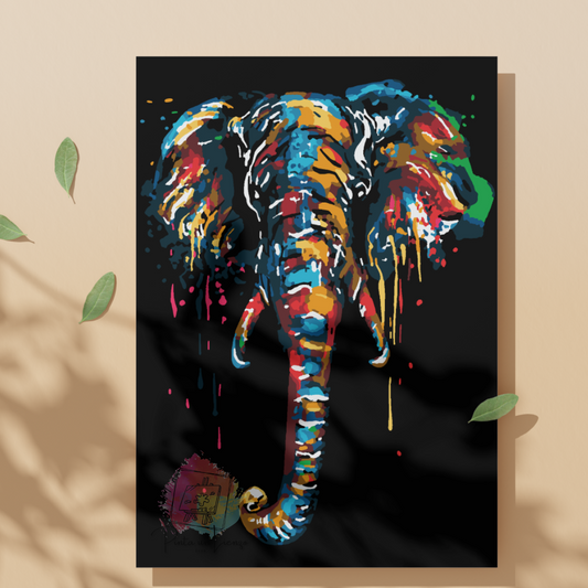 Kit para Pintar por Números en Lienzo - Diseño Grafiti de Elefante