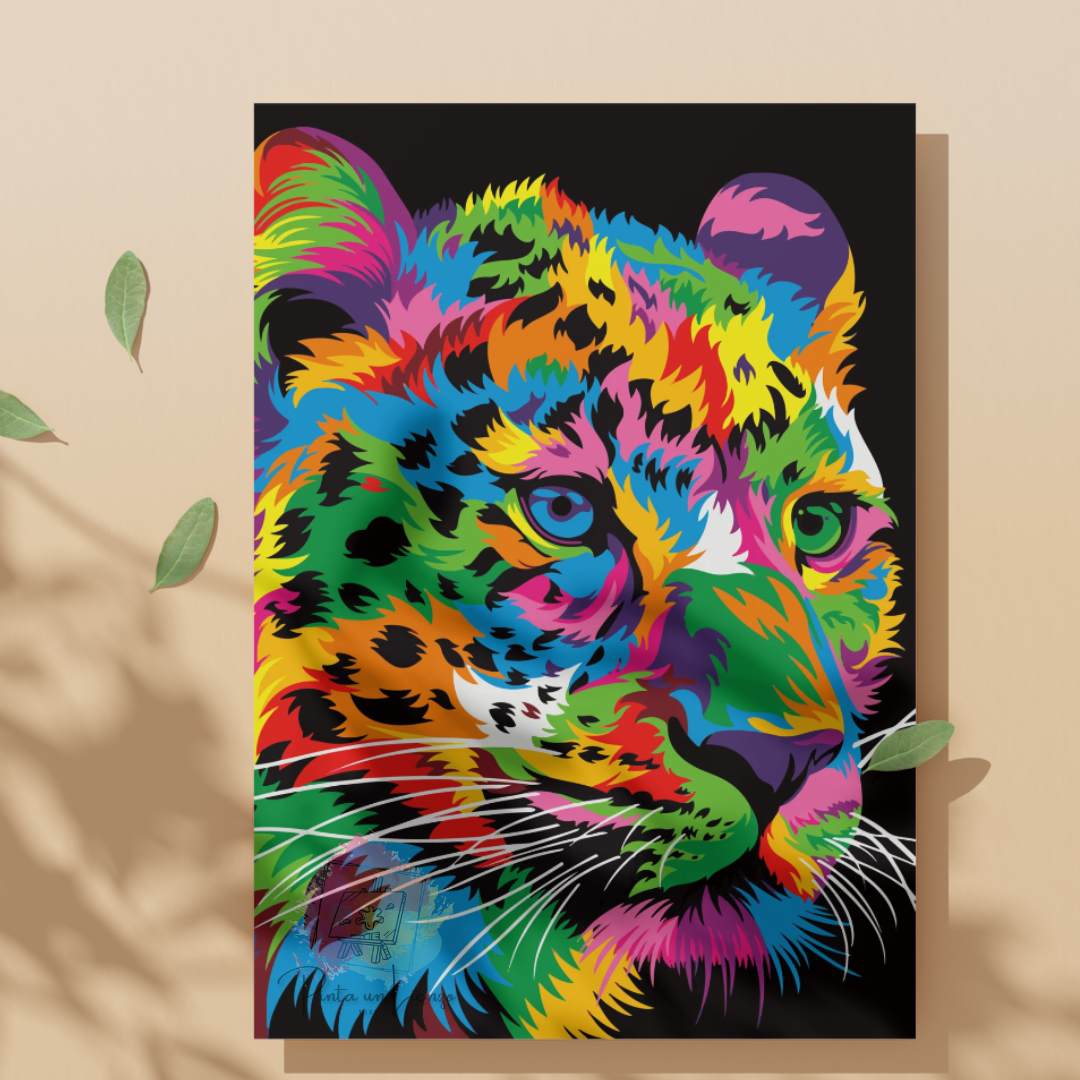 Kit Para Pintar Por Números - Leopardo Colorido