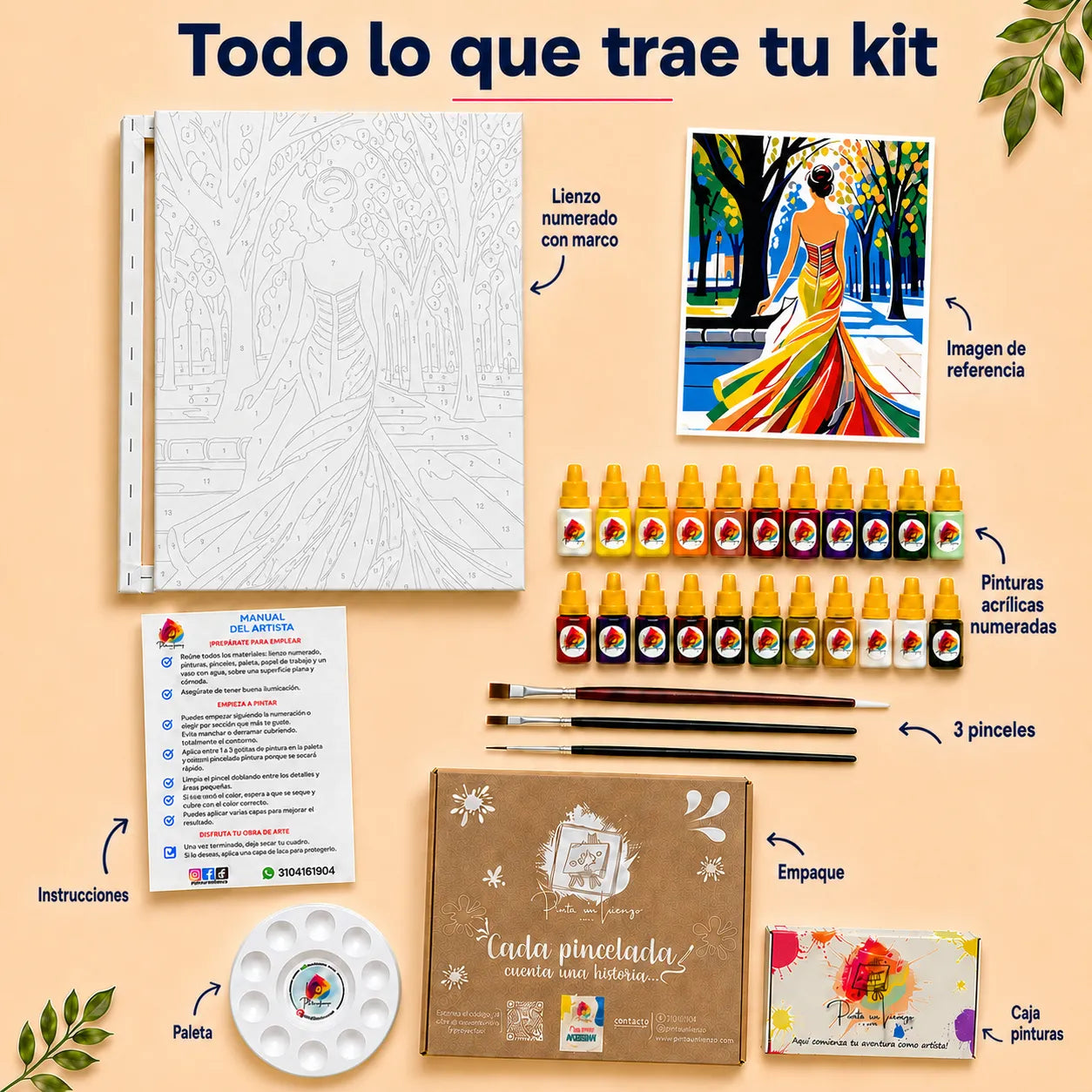 Kit de Lienzo para Pintar por Números - Silueta Elegante Mujer en el Parque
