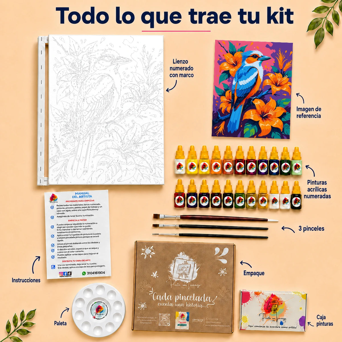 Kit de Lienzo para Pintar por Números - Ave Tropical