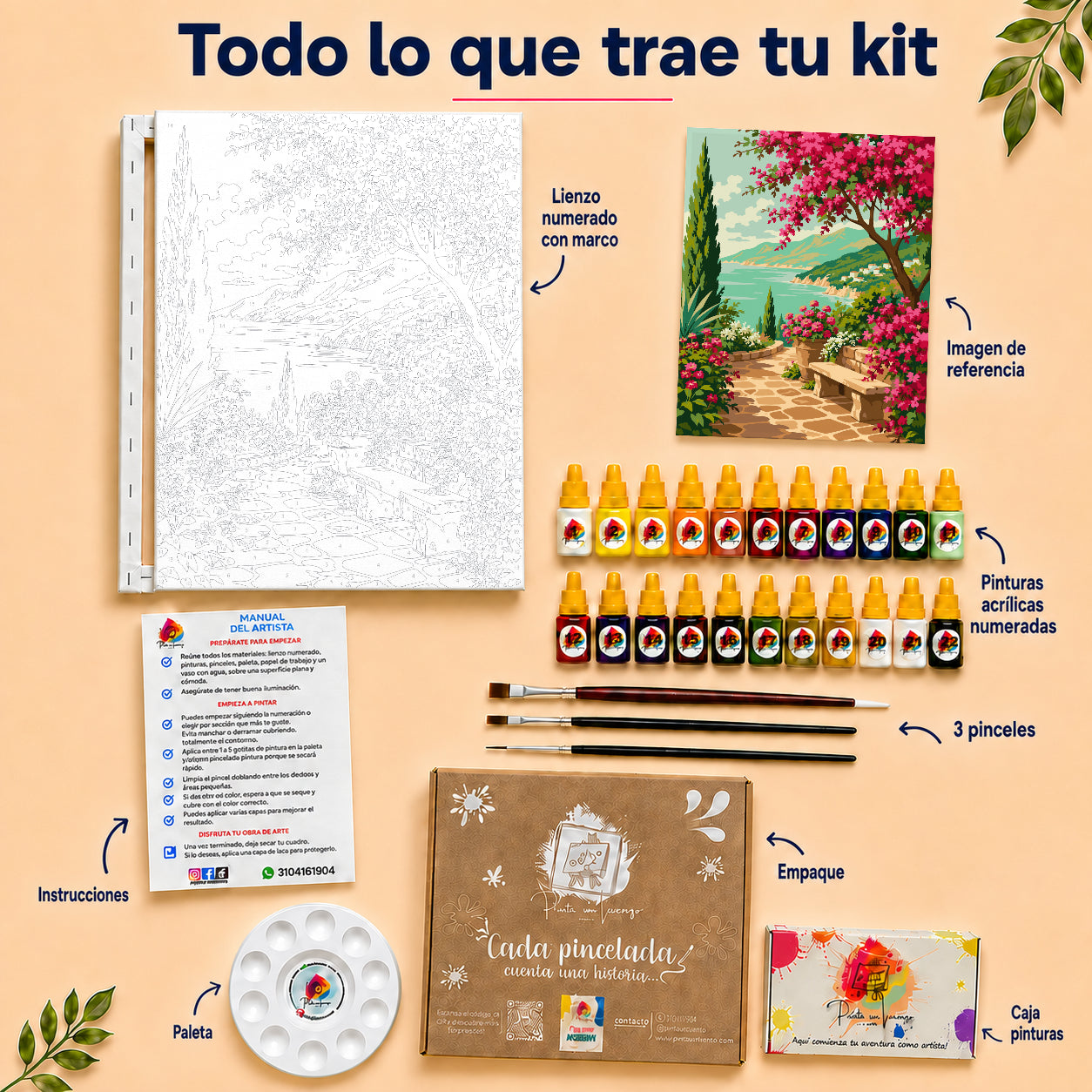 Kit para pintar por números - Paisaje Mediterraneo