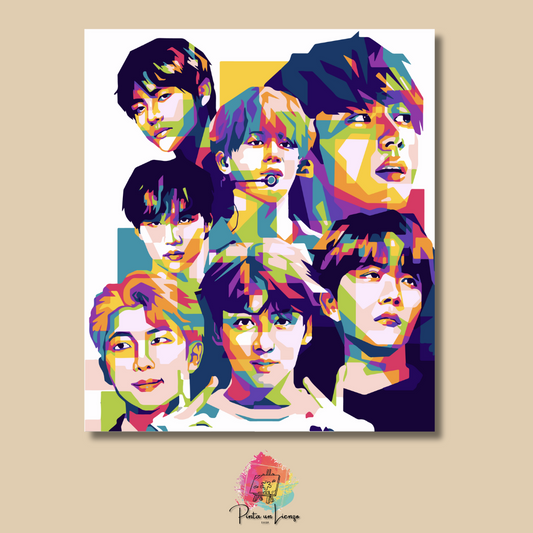 Kit para pintar por números - Grupo Musical BTS Pop Art