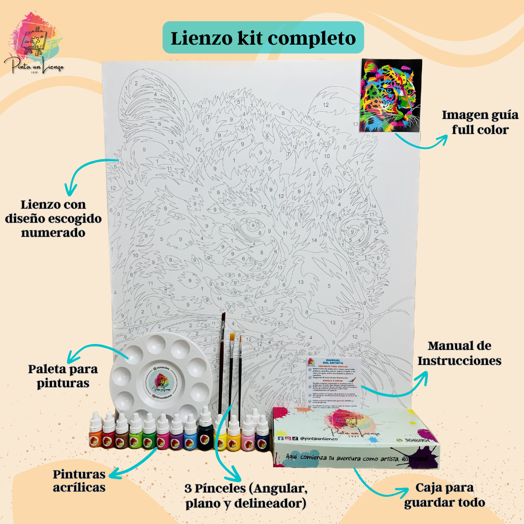 Kit Para Pintar Por Números - Leopardo Colorido