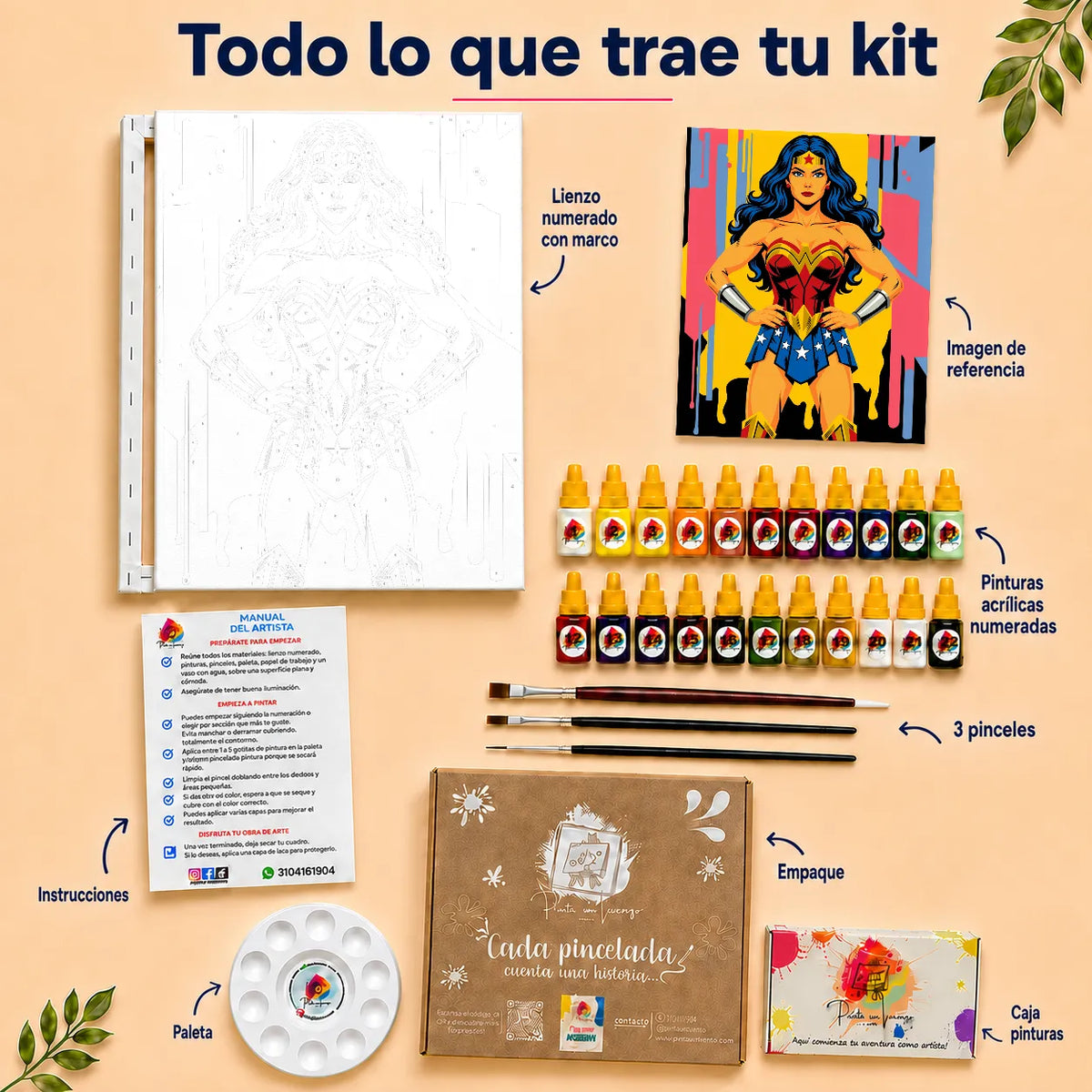 Kit de Lienzo para pintar por números - La Mujer Maravilla