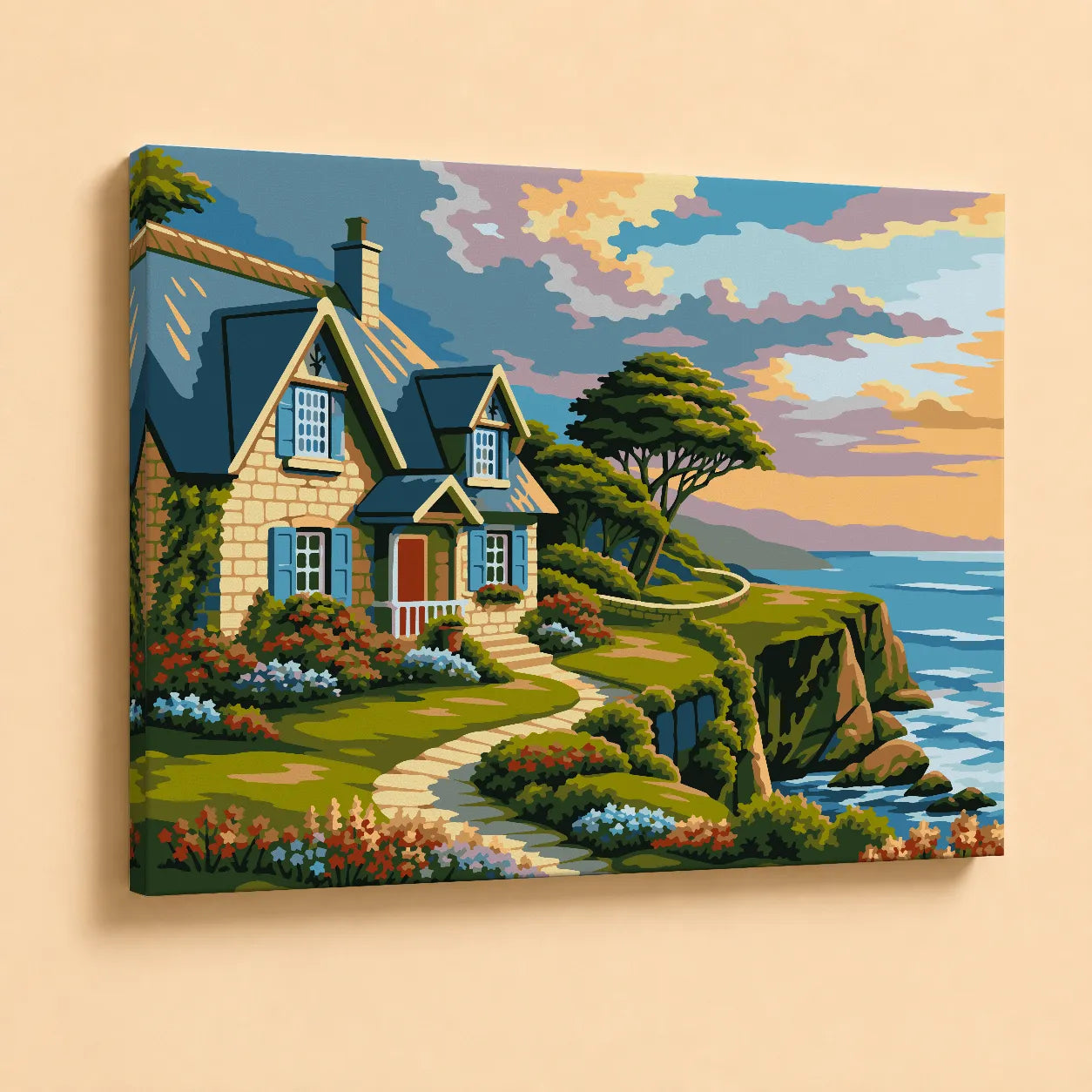 Kit de Lienzo para Pintar por Números - Casa frente al mar