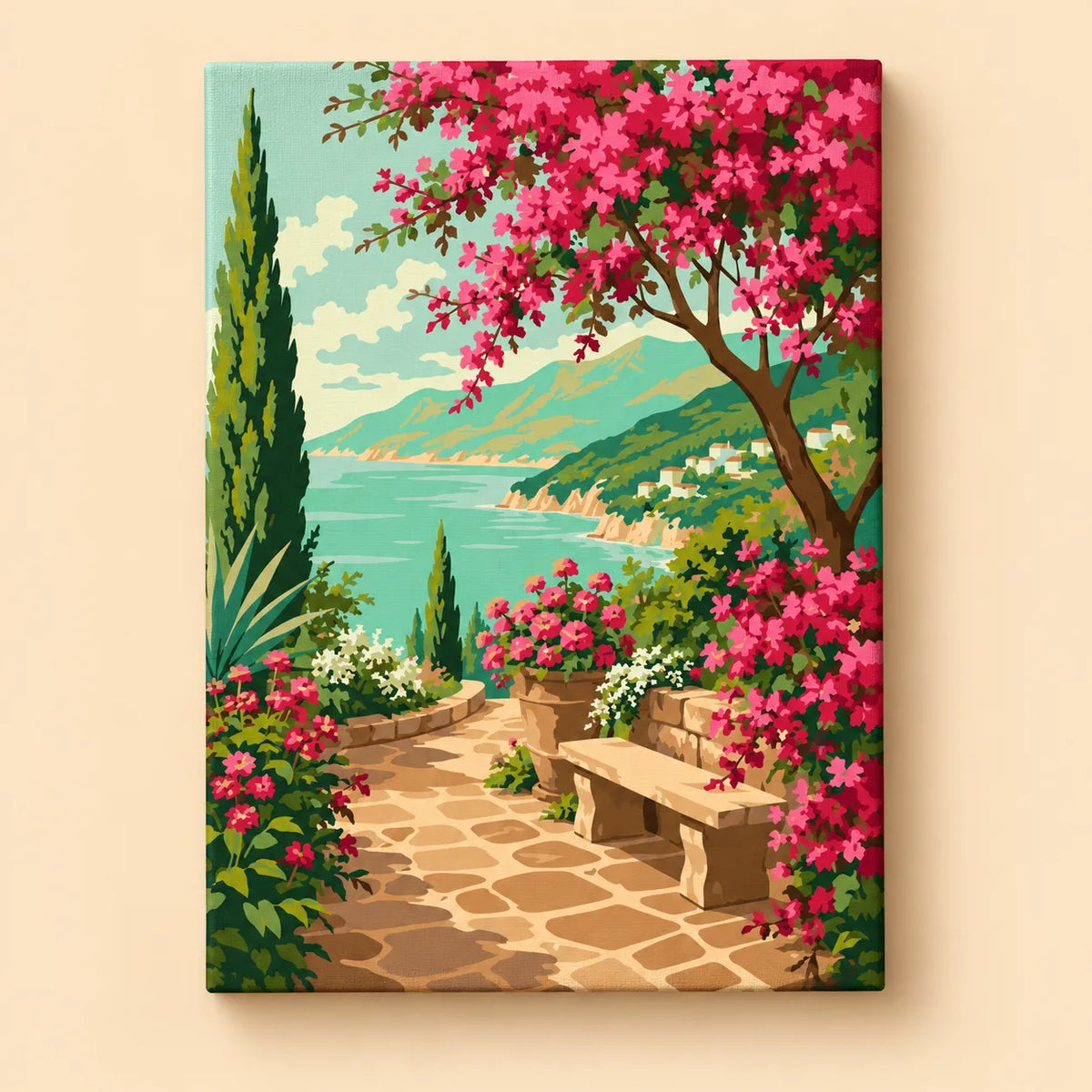 Kit para pintar por números - Paisaje Mediterraneo