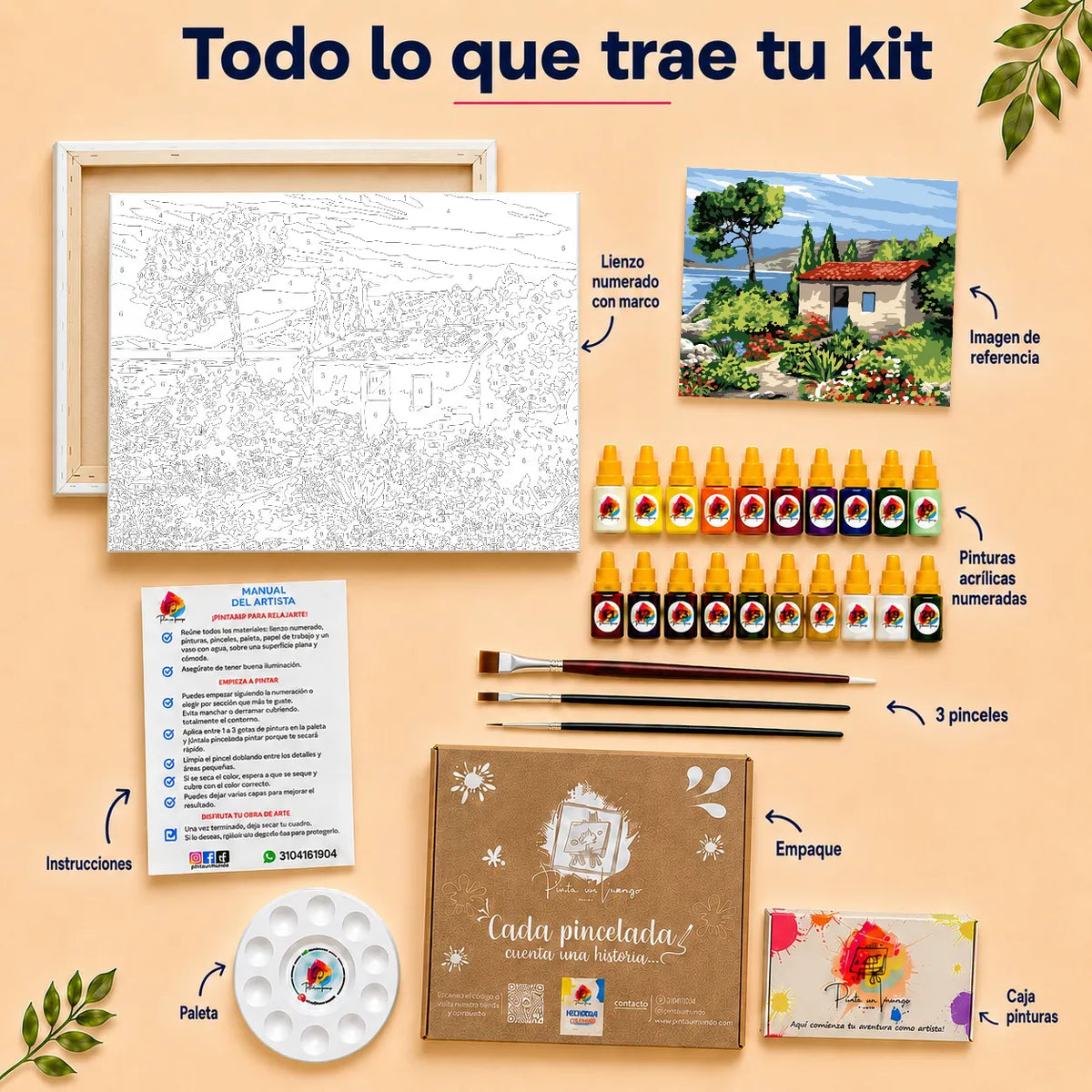 Kit para pintar por números - Paisaje Casa y Naturaleza