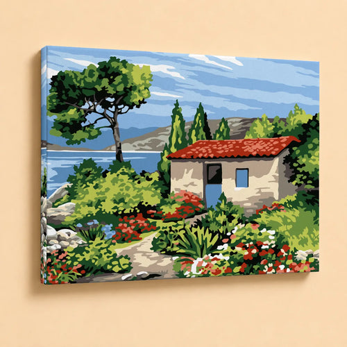 Kit para pintar por números - Paisaje Casa y Naturaleza