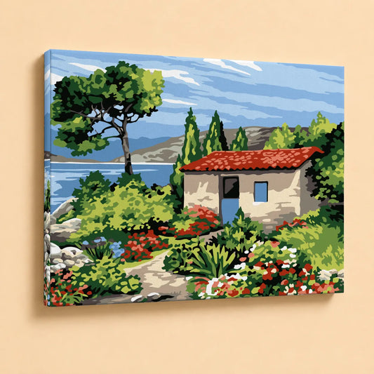 Kit para pintar por números - Paisaje Casa y Naturaleza