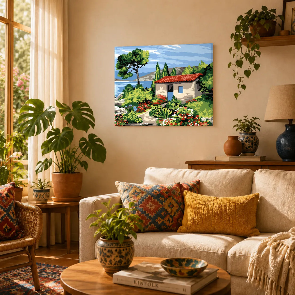 Kit para pintar por números - Paisaje Casa y Naturaleza