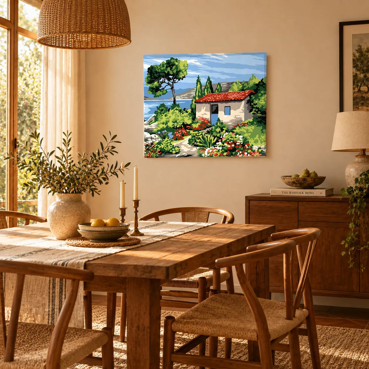 Kit para pintar por números - Paisaje Casa y Naturaleza